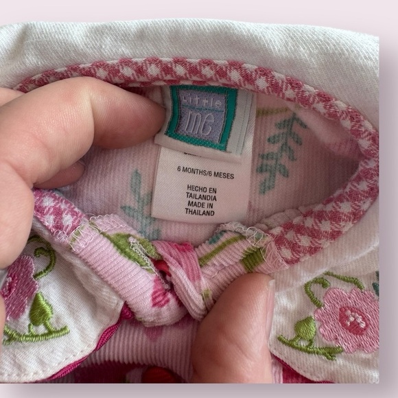 Pink Floral Embroidered Corduroy Dress - Picture 4 of 6